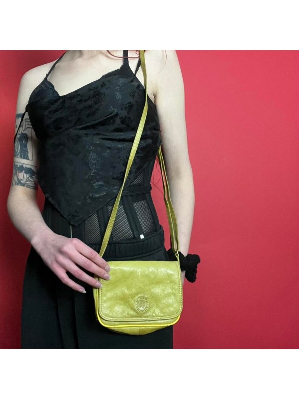 Nuvola pelle / chartreuse mustard green mini purse​